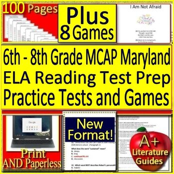 Preview of 6th - 8th Grade MCAP Reading ELA: Practice Tests and Games Bundle