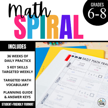 Preview of 6th-8th Grade Math Spiral Review Bellringers Daily Warm Ups for Middle School
