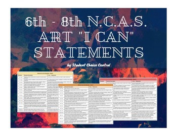 Preview of 6th - 8th Grade NCAS Art Standards I Can Statements
