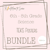 6th - 8th Grade Science TEKS Posters Black and White - Bundle