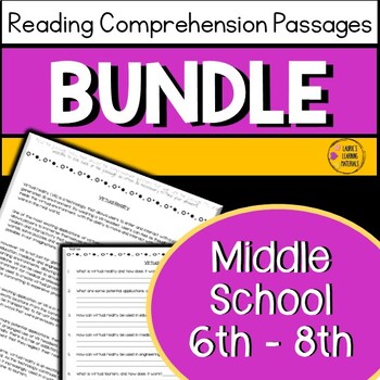 Preview of 6th-8th Reading Comprehension Passages BUNDLE