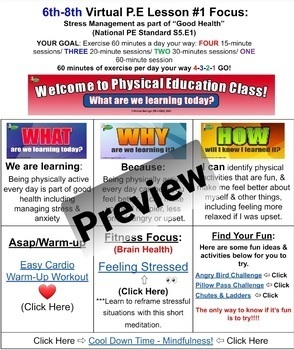 Preview of 6th-8th Virtual/Classroom Physical Education Lesson Plans (8 Lessons)