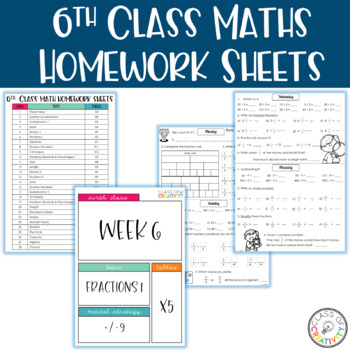 Preview of 6th Class Maths Homework Sheets (for the entire school year)