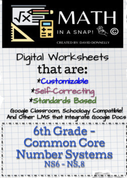 Preview of 6th-Common Core Number System- (PartB) Editable, Interactive, & Instant Feedback