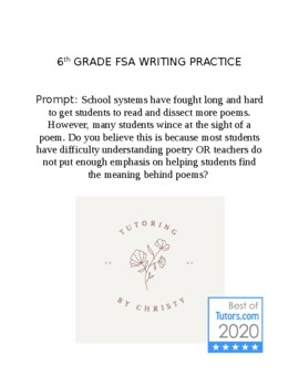 Preview of 6th GRADE FSA WRITING PRACTICE Poetry Problem