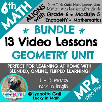 Preview of 6th Geometry Unit (Area, SA, Volume) Video Lessons Remote/Flipped/Distance Learn