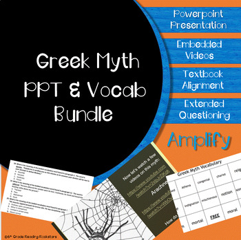 Preview of 6th Gr Amplify Greek Myth Bundle - PPT, Guides all 3 texts, Vocab Packet Extras