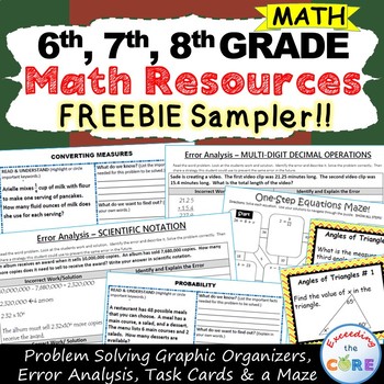 Preview of 6th Grade, 7th Grade 8th Grade Math Resources ~ Milestone FREEBIE