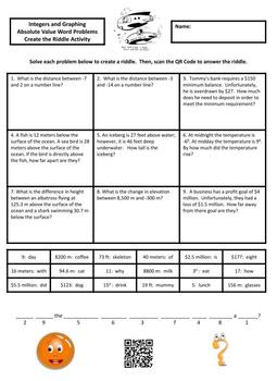 6th Grade: Absolute Value & Integers Create the Riddle Activity Bundle