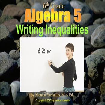 Preview of 6th Grade Algebra 5 - Writing Inequalities Powerpoint Lesson