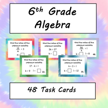 Preview of 6th Grade Algebra Task Cards