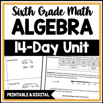 Preview of 6th Grade Algebra Unit, Common Core Aligned Math Bundle, Lessons & Assessments