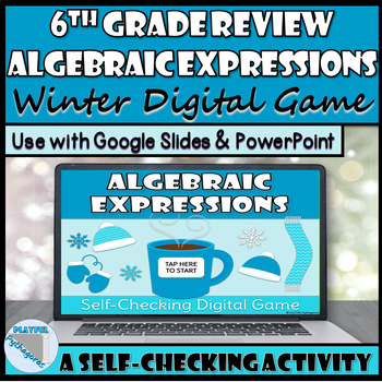 Preview of 6th Grade Algebraic Expressions Review Digital Game Activity Google Slides & PPT