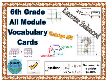 Preview of 6th Grade All Module Vocabulary Cards BUNDLE - Editable