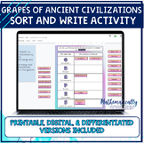 6th Grade Ancient Civilizations GRAPES Sort and Write Acti