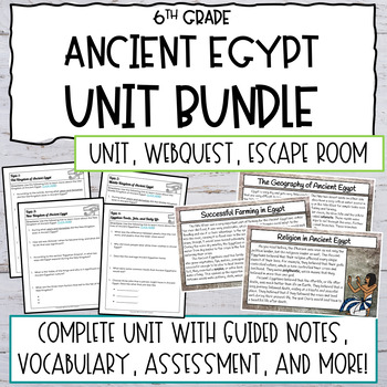 Preview of 6th Grade Ancient Egypt BUNDLE | Guided Notes, WebQuest, Escape Room, and MORE!