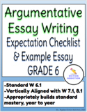 6th Grade Argumentative Essay Writing Checklist & Model/Ex