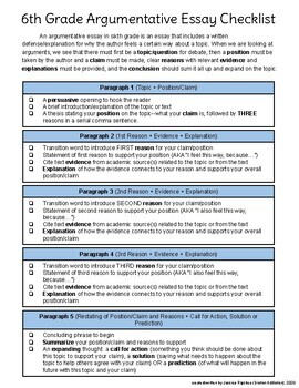 6th grade argumentative essay prompts