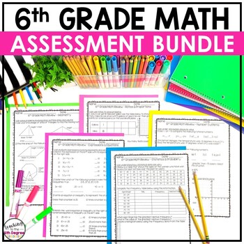 Preview of 6th Grade Math Assessment with Exit Tickets and Year Long Review