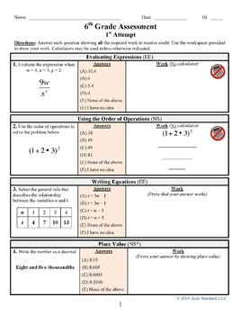 Preview of 6th Grade Assessment Editable SLO Edition