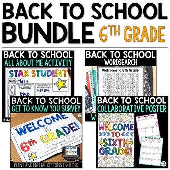 6th Grade Back to School Activities | Getting To Know You Activities BUNDLE