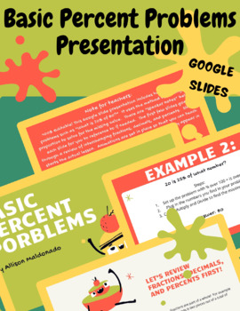 Preview of 6th Grade Basic Percent Problems Google Slides Lesson
