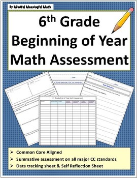 Preview of 6th Grade Beginning of Year Math Assessment
