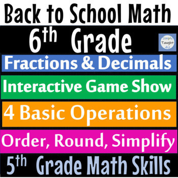Preview of 6th Grade Beginning of the Year Math Review Game | 6th Grade Math Back to School