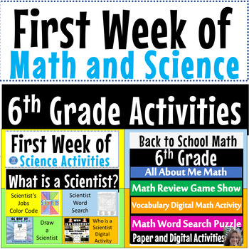 Preview of 6th Grade Beginning of the Year Math Review | What is A Scientist Back to School