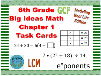 Preview of 6th Grade Big Ideas Math Chapter 1  (MRL) Task Cards - Editable