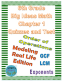 6th Grade Big Ideas Math Chapter 1 Quizzes and Test -Commo
