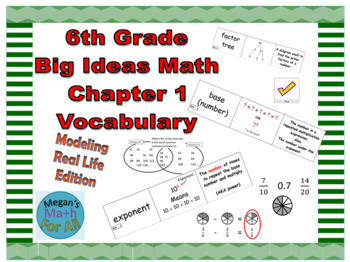 Preview of 6th Grade Big Ideas Math Chapter 1 Vocabulary-Common Core-MRL-Editable