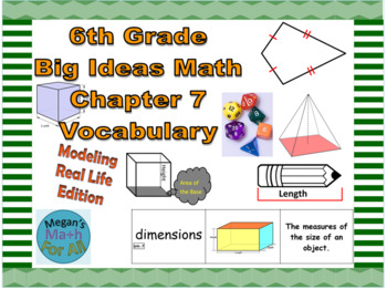 Preview of 6th Grade Big Ideas Math Chapter 7 Vocabulary-Common Core-MRL-Editable