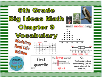 Preview of 6th Grade Big Ideas Math Chapter 9 Vocabulary-Common Core-MRL-Editable