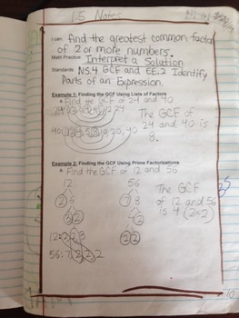 Preview of 6th Grade Big Ideas Math Notes for Interactive Notebook 1.1-1.6e