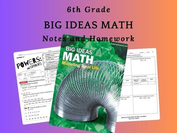 Preview of 6th Grade Big Ideas, Notes and Homework, Chapters 1-10