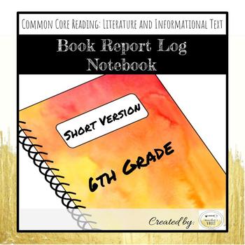 Preview of 6th Grade Book Report Log