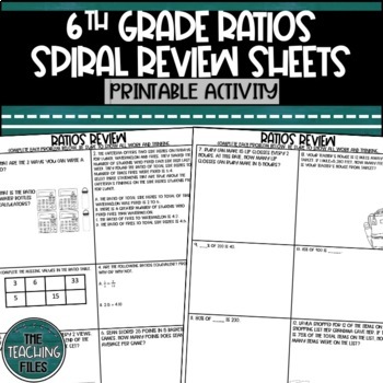 Preview of 6th Grade CCSS Aligned Ratios and Proportions Review Sheets