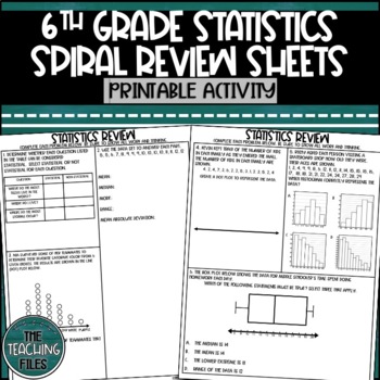 Preview of 6th Grade CCSS Aligned Statistics Review Sheets