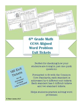 Preview of 6th Grade CCSS Aligned Story Problem Exit Tickets w/ Answer Keys- All Standards!