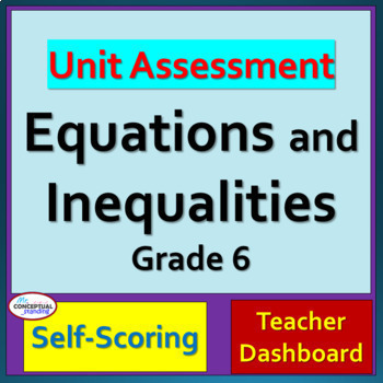 Preview of 6th Grade CCSS Math Solving Equations & Inequalities Test Prep Review Assessment