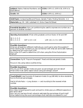 Preview of 6th Grade CMP3 Lesson Plan - Comparing Bits and Pieces 4.2 - Workshop Model