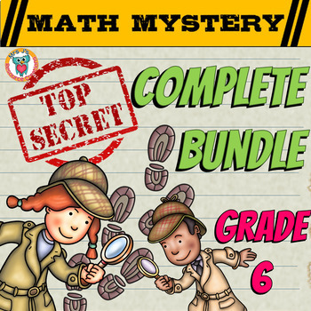 Preview of 6th Grade COMPLETE Math Mystery Bundle CSI Math Review Activities