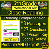 6th Grade Reading Comprehension Passages and Questions Inf