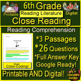 6th Grade Reading Comprehension Passages and Questions Lit