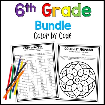 Preview of 6th Grade Color by Code Bundle