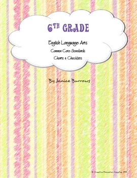 Preview of 6th Grade Common Core English Language Arts Charts & Checklists