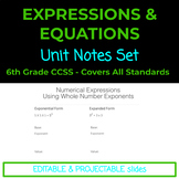 6th Grade Common Core Expressions and Equations Notes