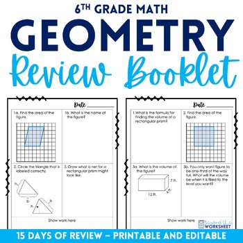 Preview of Geometry Review Booklet for 6th Grade Math