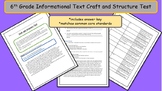 6th Grade Common Core Informational Text Craft and Structu